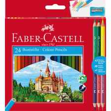 FABER-CASTELL Zamek Kredki ołówkowe 24 szt. + 3 kredki dwustronne + temperówka