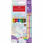 FABER-CASTELL Unicorn Kredki ołówkowe 10 kolorów Grip 2001 + 3 kolory Sparkle + naklejki