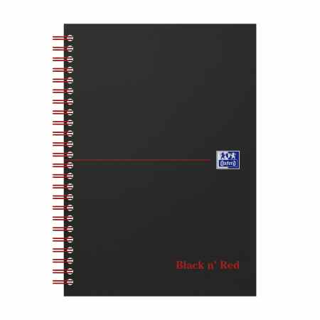OXFORD Black n’ red Kołobrulion A5 w kratkę z tagami 70 kartek