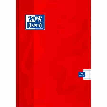 OXFORD Esse Brulion twardy A5 Zeszyt w kratkę z marginesem 96 kartek czerwony