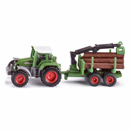 SIKU 16 Zabawka Traktor z leśną przyczepą