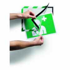 DURAFRAME SECURITY A4 Dwukolorowa magnetyczna ramka informacyjna do znaków bezpieczeństwa zielony/biały