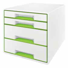 LEITZ Wow Cube Pojemnik z 4 szufladami biało-zielony