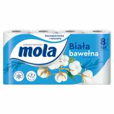 MOLA White Bawełniana Biel Papier toaletowy dwuwarstwowy 8 rolek