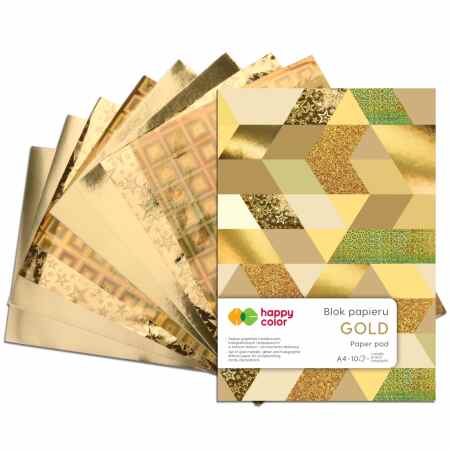 HAPPY COLOR Gold Blok z motywami A4 150-230g 10 arkuszy