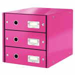 LEITZ Wow Click & Store Pojemnik z 3 szufladami różowy