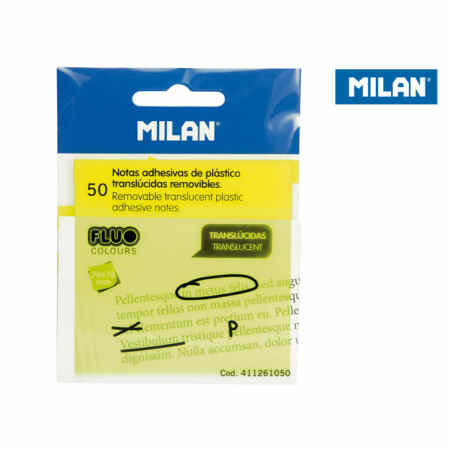 MILAN Fluo Karteczki samoprzylepne przezroczyste żółte 76 x 76 mm 50szt.