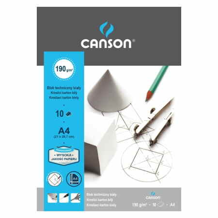 CANSON Blok techniczny biały A4 190g 10 kartek