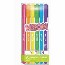 YN TEEN Długopisy żelowe 6 kolorów neonowych