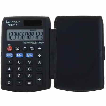 VECTOR KAV CH-217 BLK Kalkulator kieszonkowy z klapką