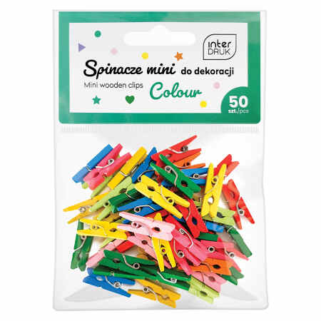 INTERDRUK Kolorowe mini spinacze do dekoracji 50szt.