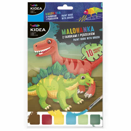 KIDEA Dinozaury Malowanka z farbkami i pędzelkiem