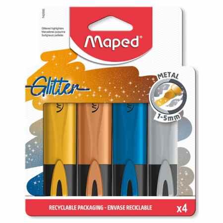 MAPED PEPS METALLIC GLITTER Marker Fluo 4 markery z błyszczącymi cząsteczkami