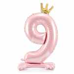 PARTY DECO Cyfra "9" Stojący balon foliowy 84 cm jasny różowy