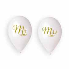 GODAN Balony z napisem 'Mrs’ i 'Mr’ białe 4 sztuki