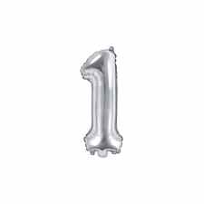 PARTY DECO Balon foliowy – cyfra '1′ srebrna 35cm 14”