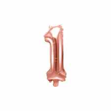 PARTY DECO Balon foliowy – cyfra '1′ różowo-złota 35cm 14”
