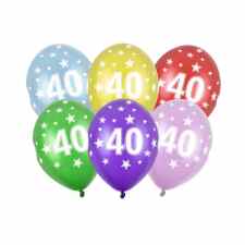 PARTY DECO Balony różnokolorowe na 40 urodziny 6 sztuk