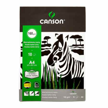 CANSON Blok techniczny czarny A4 160g 10 kartek