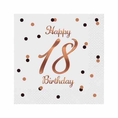 GODAN Beauty & Charm Serwetki 'Happy 18 Birthday’ 33×33 cm 20 szt.