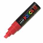 UNI POSCA PC-8K Marker czerwony z farbą fluorescencyjną 8mm